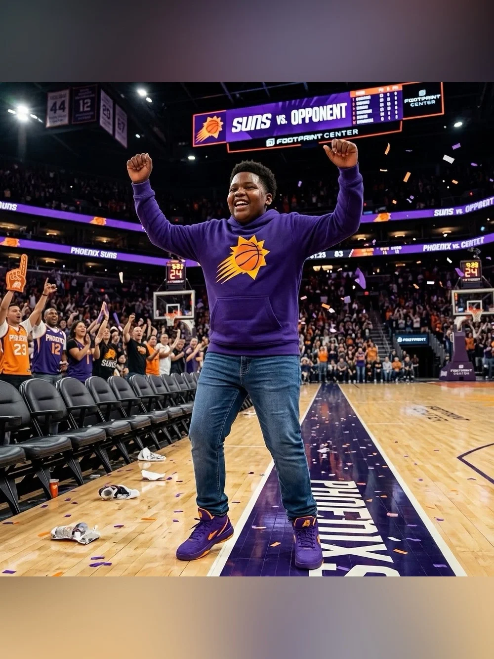 NWT Phoenix Suns Youth Large Purple Sunburst Logo Fleece Hoodie Sweatshirt NBA
